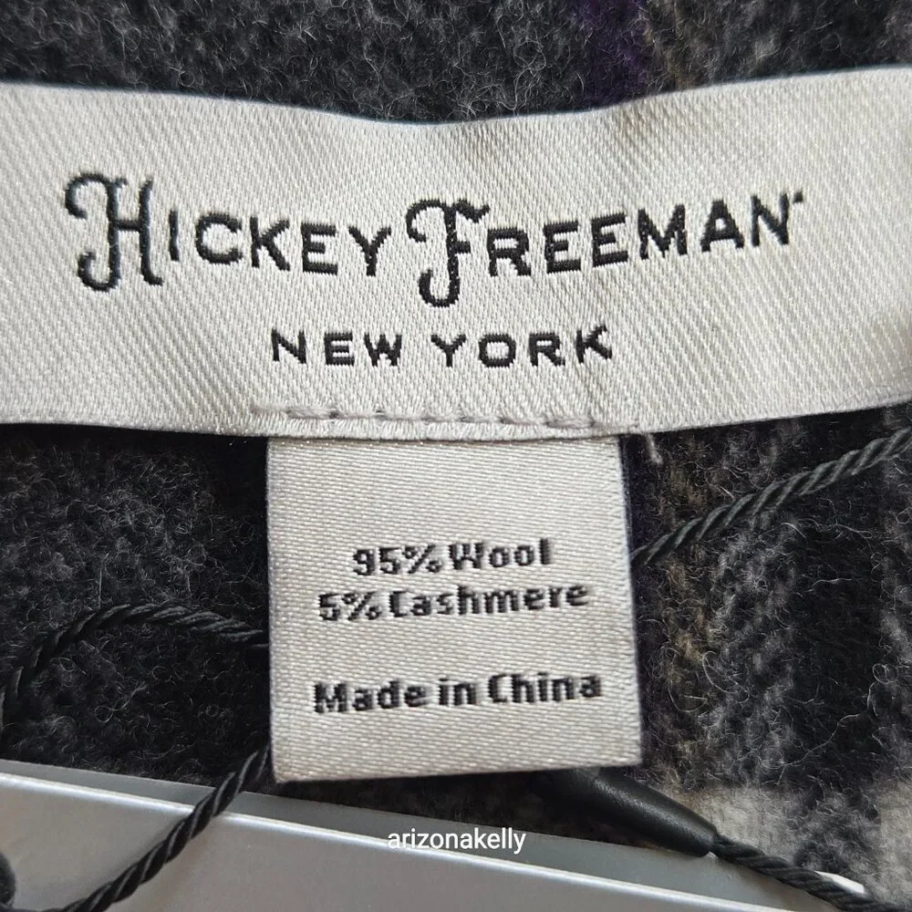 NWT Wool Cashmere Scarf Plaid Grey Red Hickey Freeman